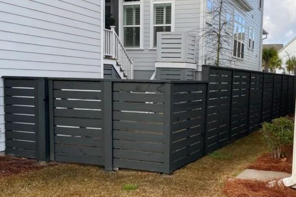 Residential Black Wood Fence